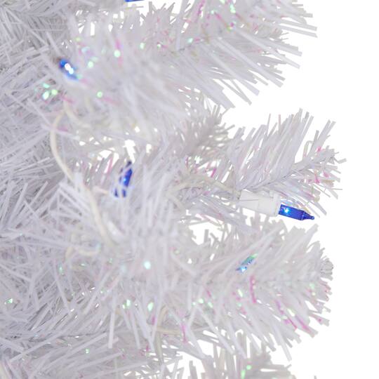 Northlight 4ft. Pre-Lit White Medium Rockport Pine Artificial Christmas Tree, Blue Lights